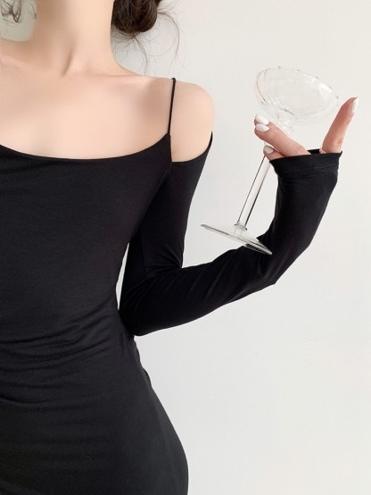 Grecya Fake Two Piece Bodycon Dress-The Black Bow-