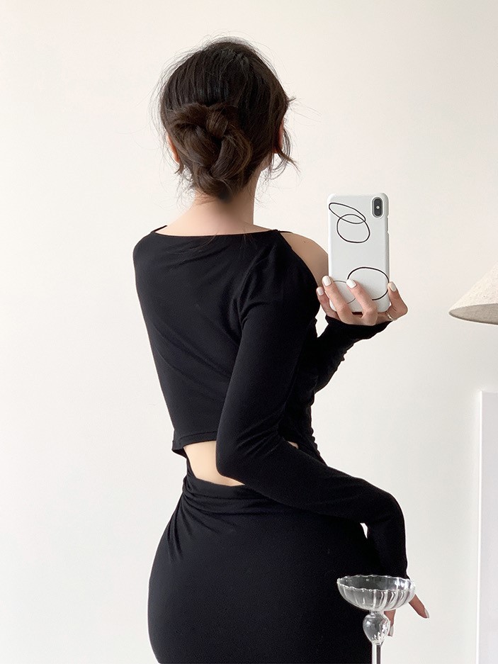 Grecya Fake Two Piece Bodycon Dress (Discounted-S Size)-The Black Bow-
