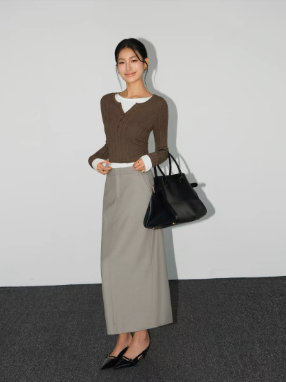 Banely Straight Cut OL Skirt-The Black Bow-