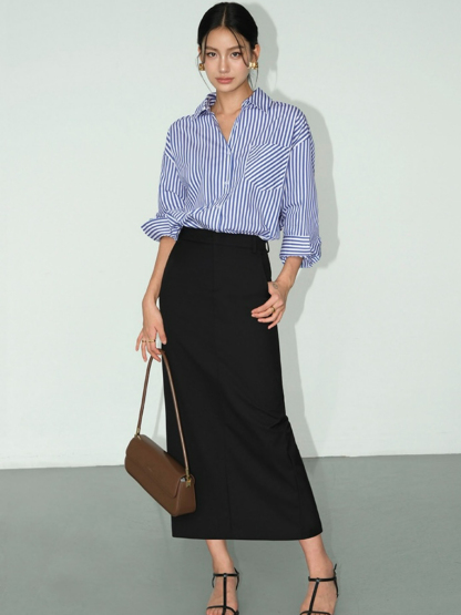 Banely Straight Cut OL Skirt-The Black Bow-