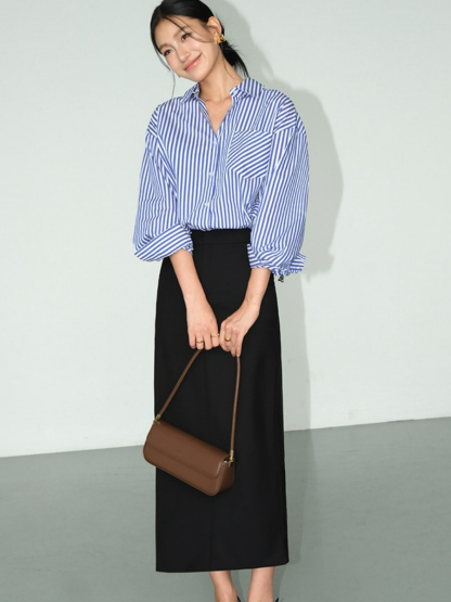 Banely Straight Cut OL Skirt-The Black Bow-