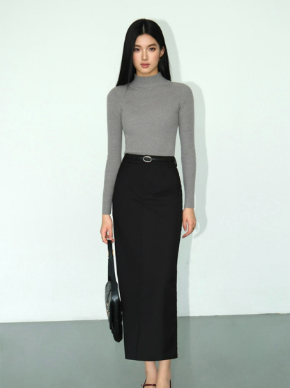 Banely Straight Cut OL Skirt-The Black Bow-