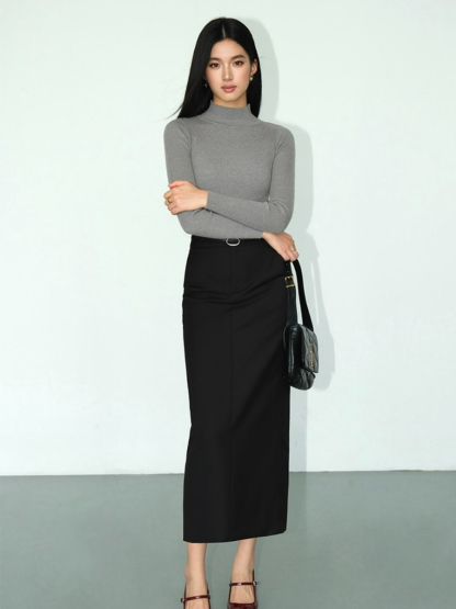 Banely Straight Cut OL Skirt-The Black Bow-