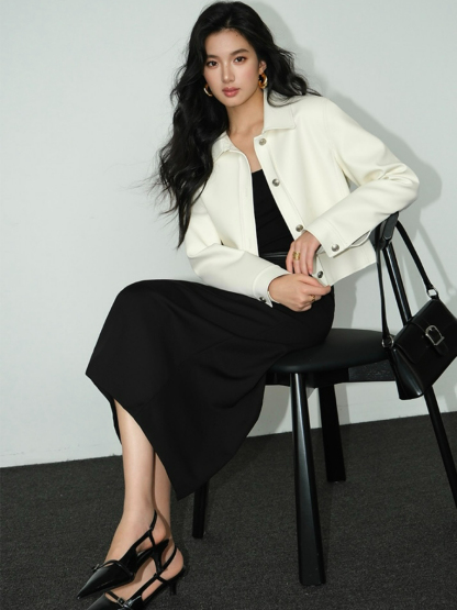 Banely Straight Cut OL Skirt-The Black Bow-