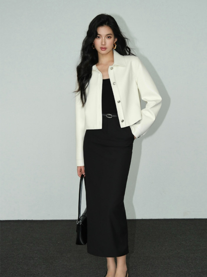 Banely Straight Cut OL Skirt-The Black Bow-