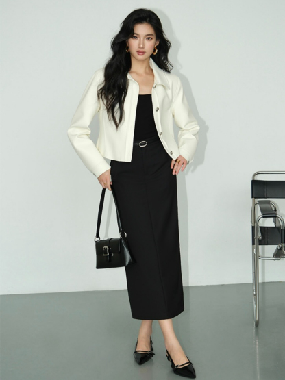 Banely Straight Cut OL Skirt-The Black Bow-