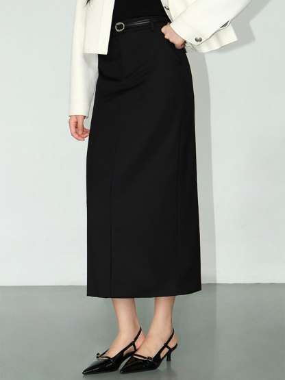 Banely Straight Cut OL Skirt-The Black Bow-