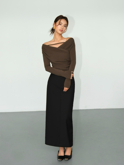 Banely Straight Cut OL Skirt-The Black Bow-