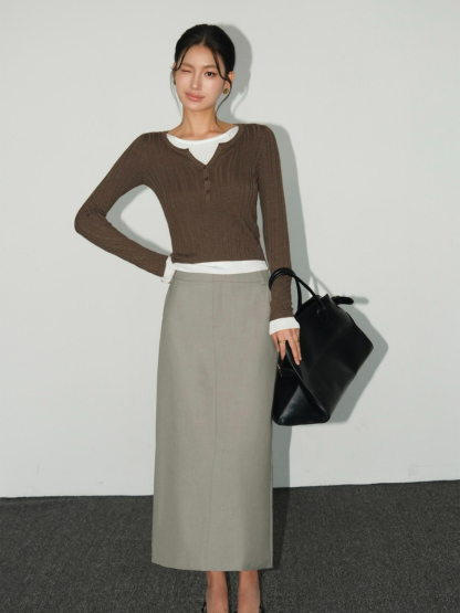 Banely Straight Cut OL Skirt-The Black Bow-