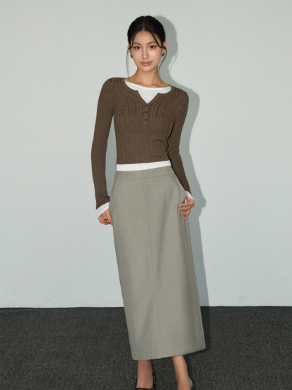 Banely Straight Cut OL Skirt-The Black Bow-