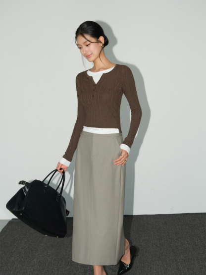 Banely Straight Cut OL Skirt-The Black Bow-