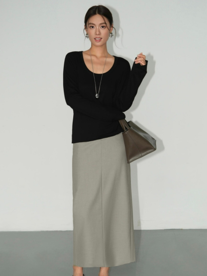 Banely Straight Cut OL Skirt-The Black Bow-