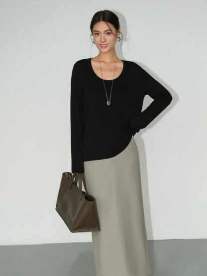Banely Straight Cut OL Skirt-The Black Bow-