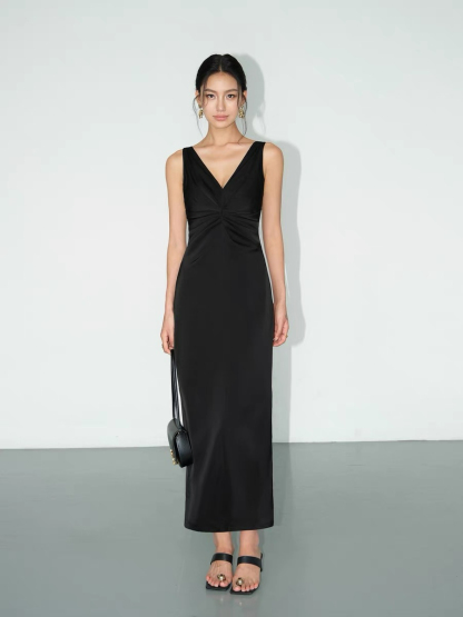Benley V-Neck Ceremony Dress-The Black Bow-