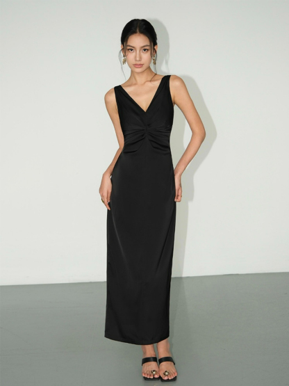 Benley V-Neck Ceremony Dress-The Black Bow-