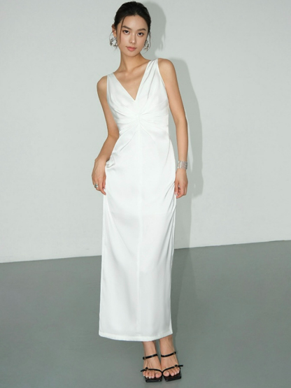 Benley V-Neck Ceremony Dress-The Black Bow-