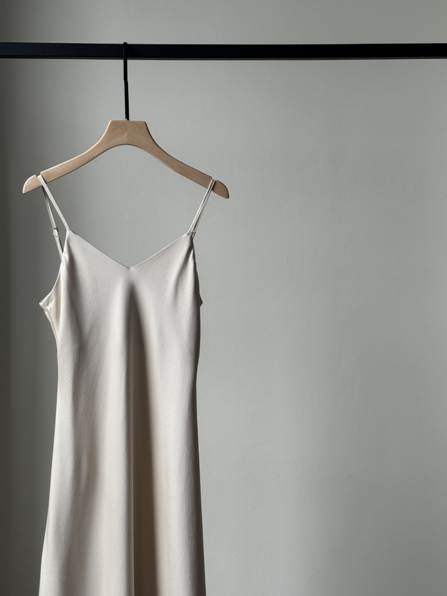 Felicie V-Neck Satin Cami Dress-The Black Bow-