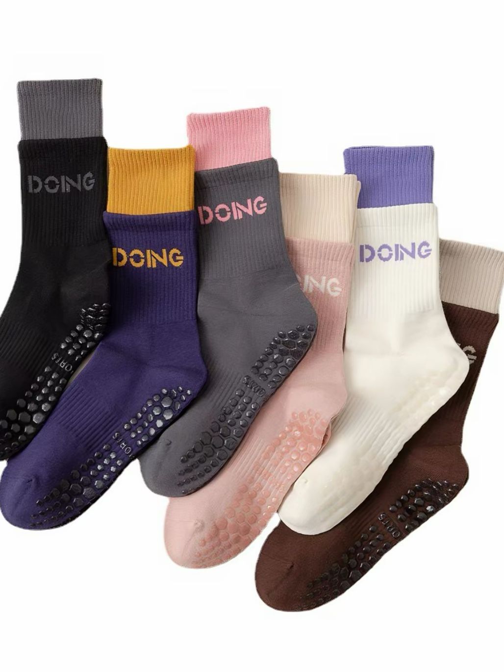 Scarlet Contrast Trim Grip Socks