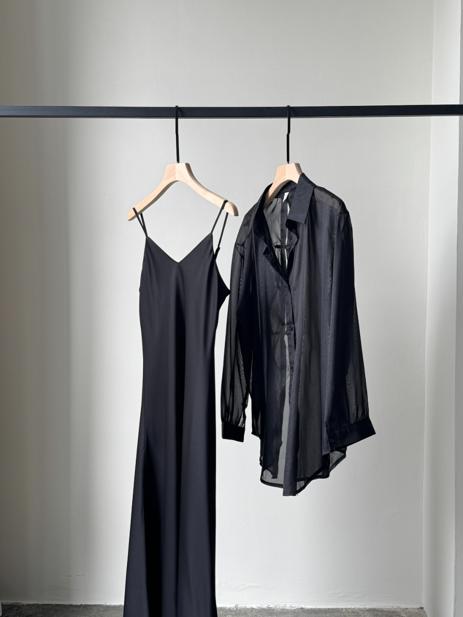 Felicie V-Neck Satin Cami Dress-The Black Bow-