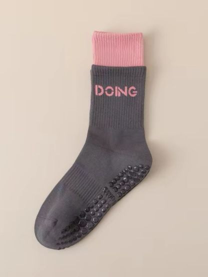 Scarlet Contrast Trim Grip Socks