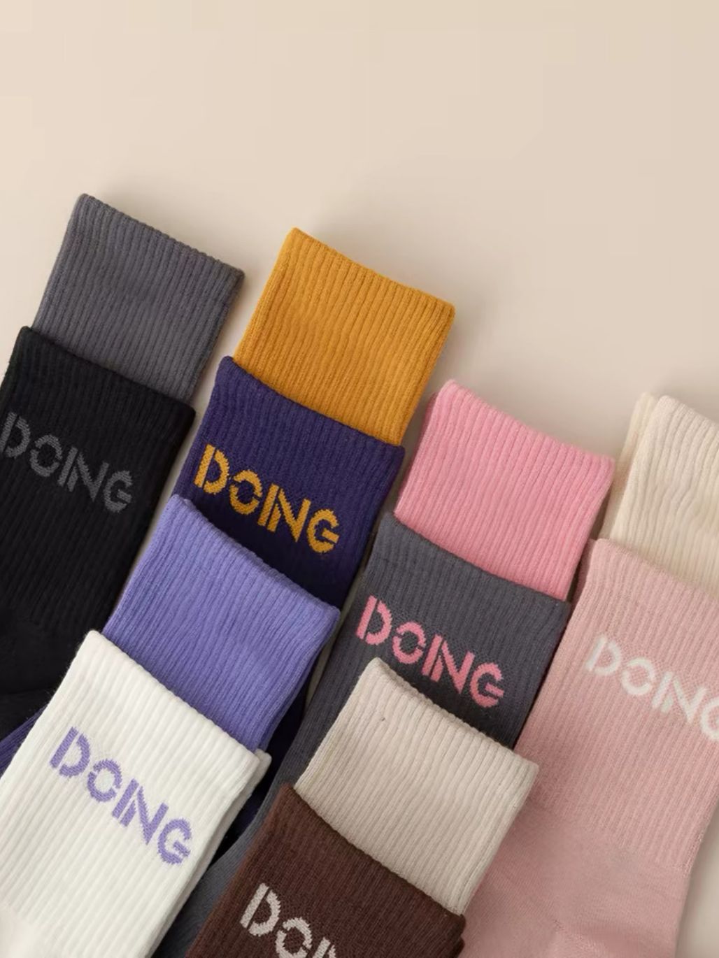 Scarlet Contrast Trim Grip Socks