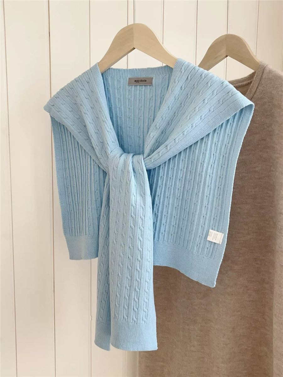 Neveah Ribbed Knit Shawl