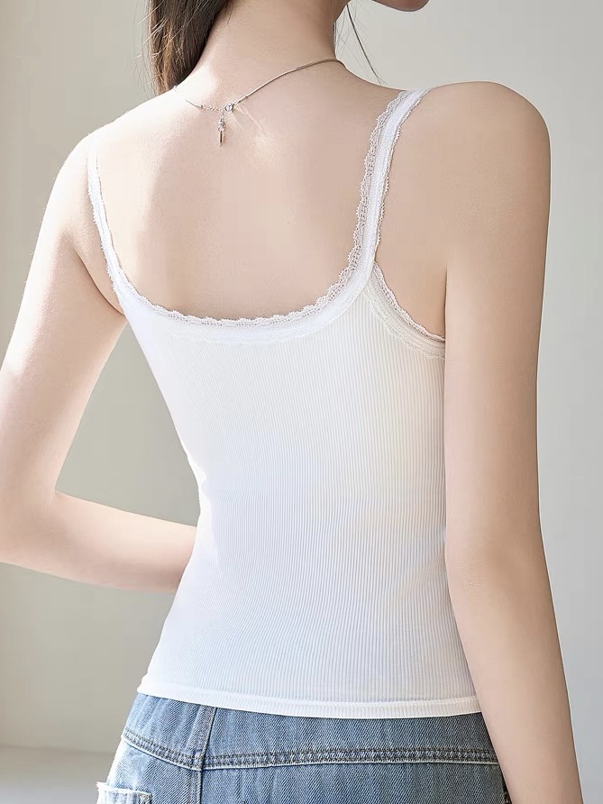 Uliana Lace Trim Button Padded Top