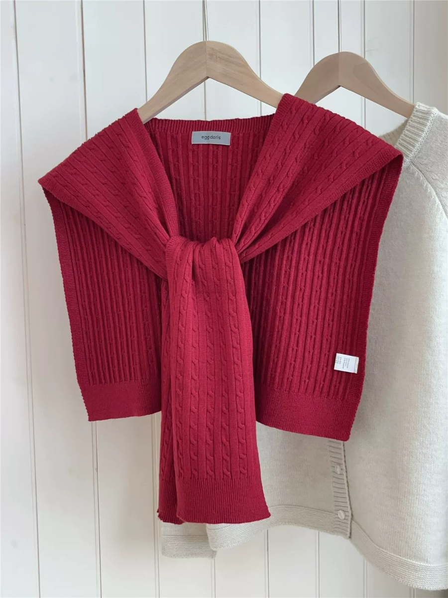 Neveah Ribbed Knit Shawl