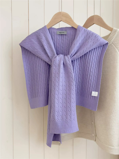 Neveah Ribbed Knit Shawl