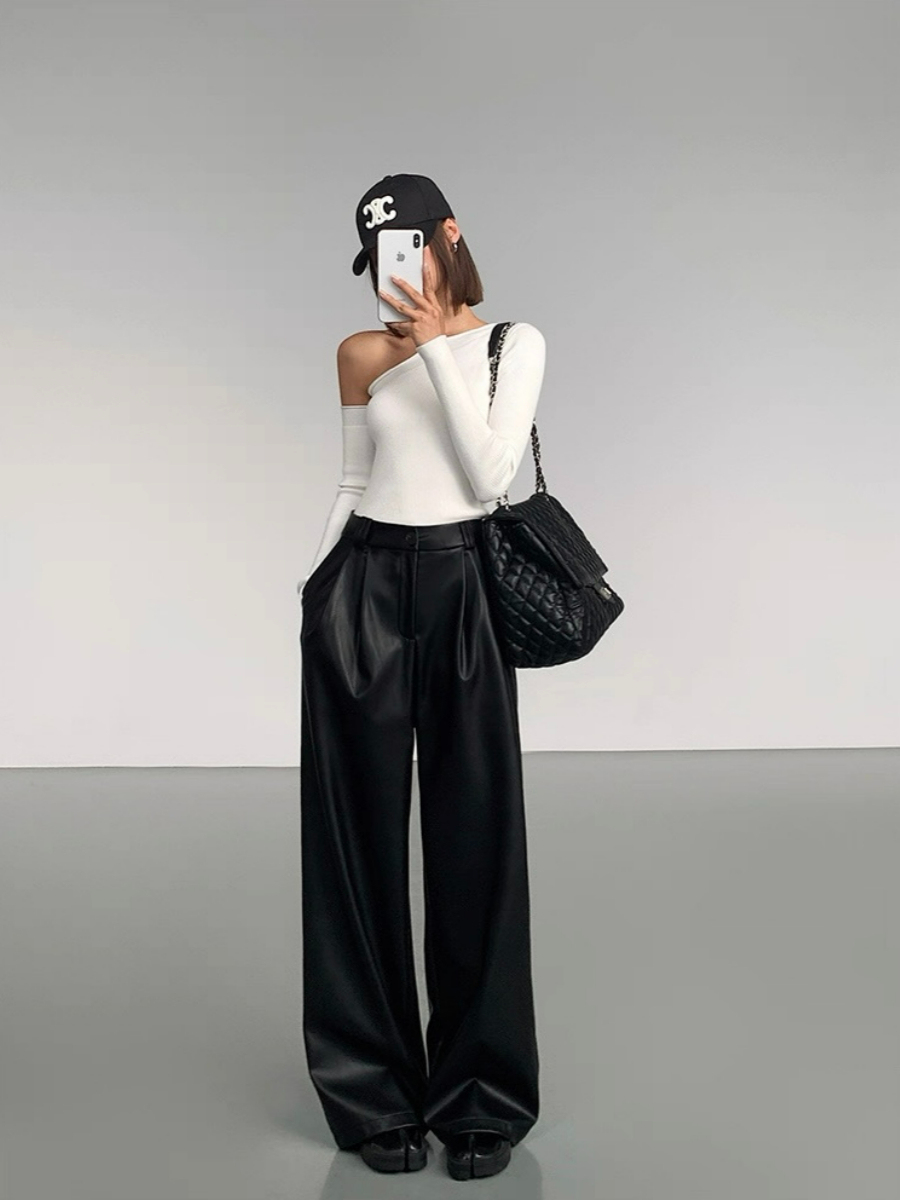 Liammy Asymmetric Neckline Knit Top