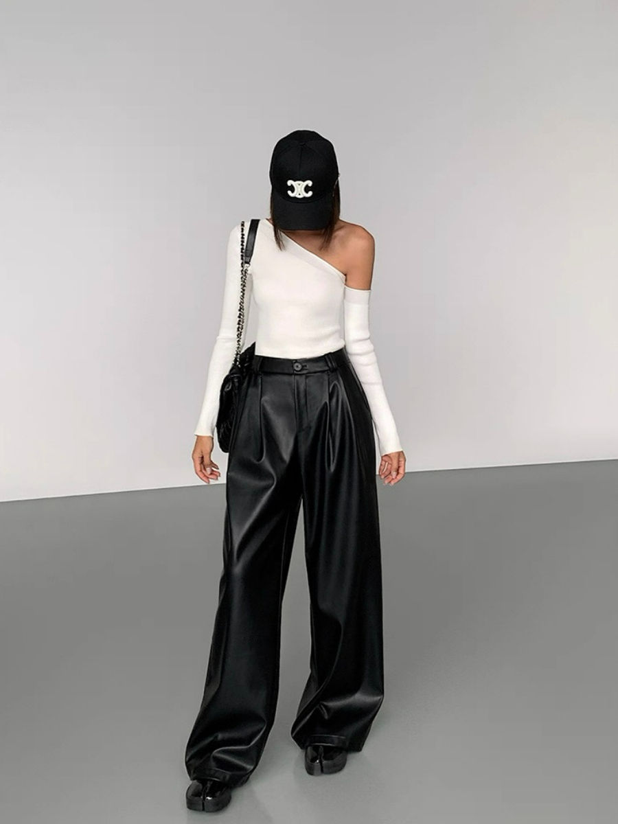 Liammy Asymmetric Neckline Knit Top