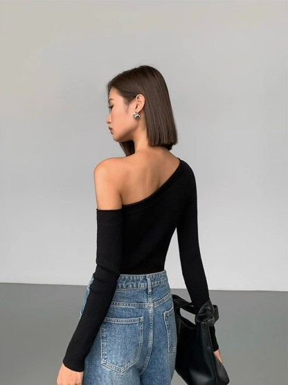 Liammy Asymmetric Neckline Knit Top