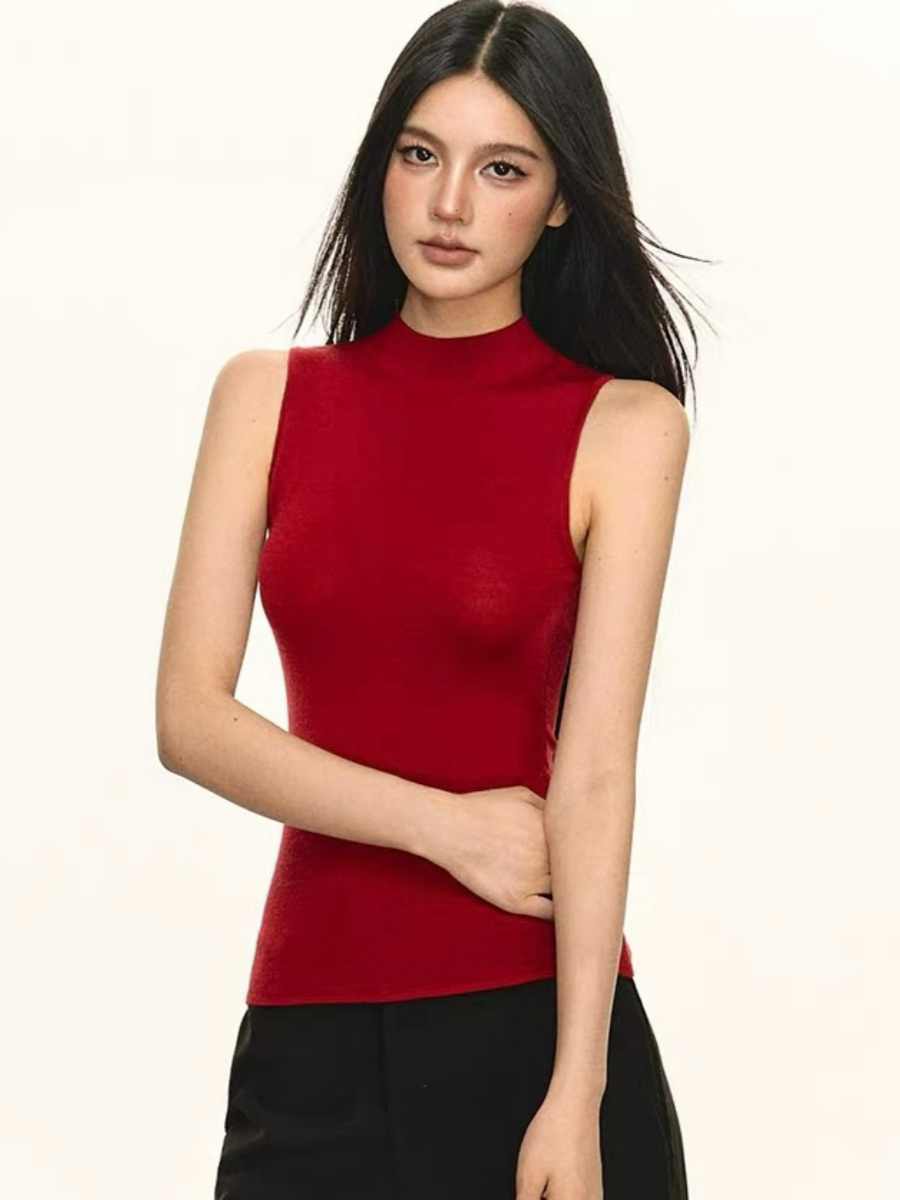 Denny Mid Neck Sleeveless Knit Top