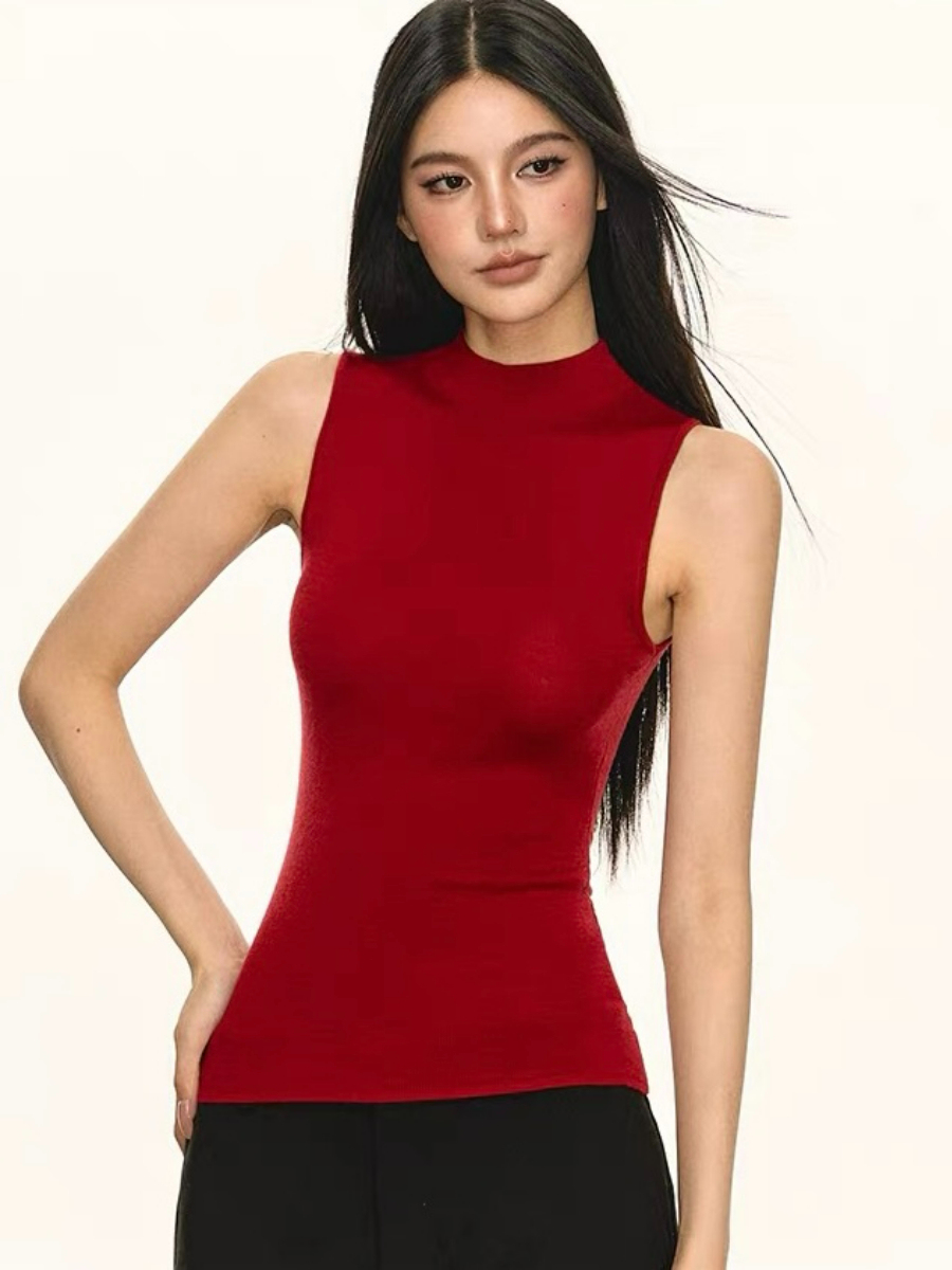 Denny Mid Neck Sleeveless Knit Top