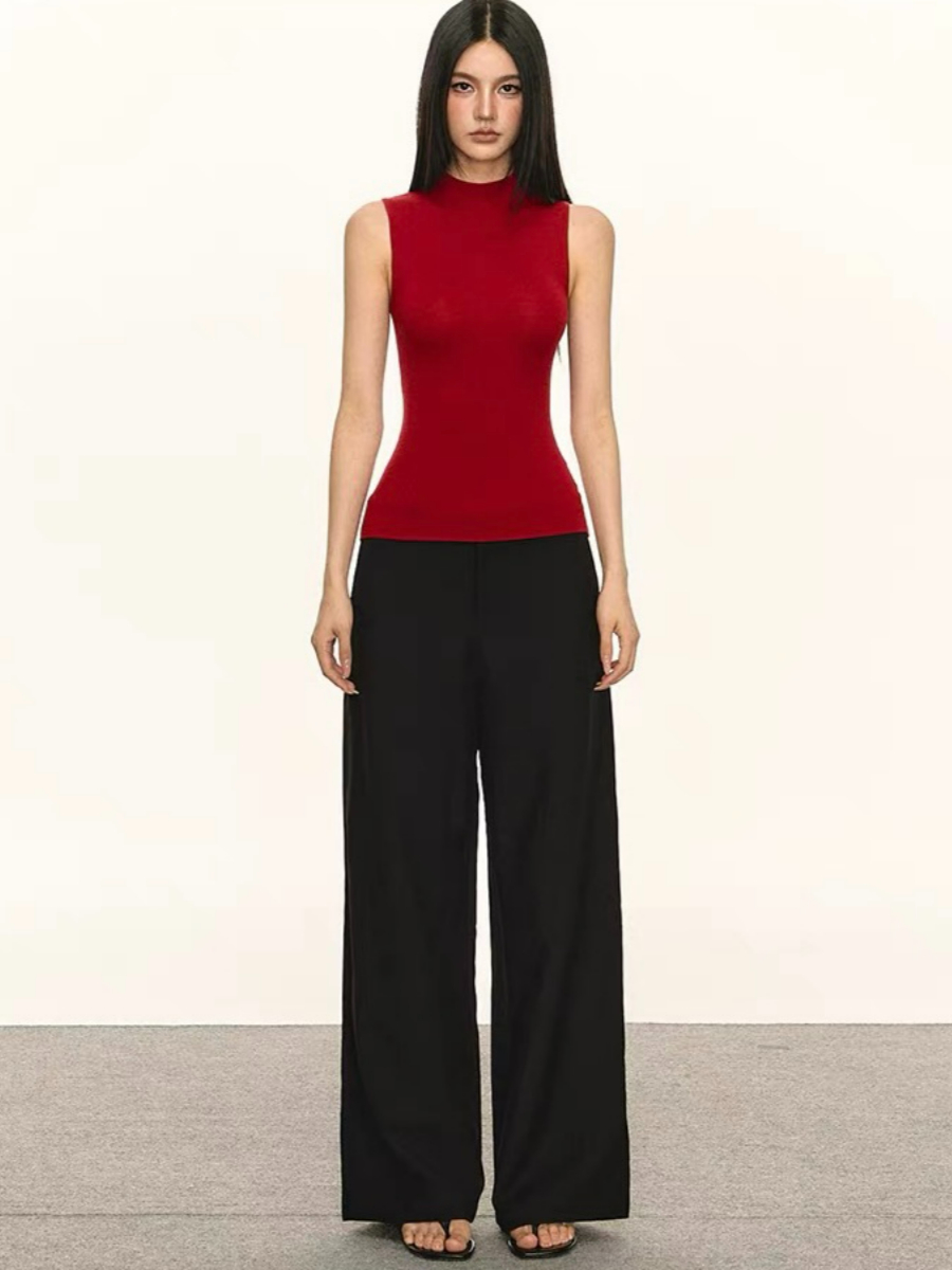 Denny Mid Neck Sleeveless Knit Top