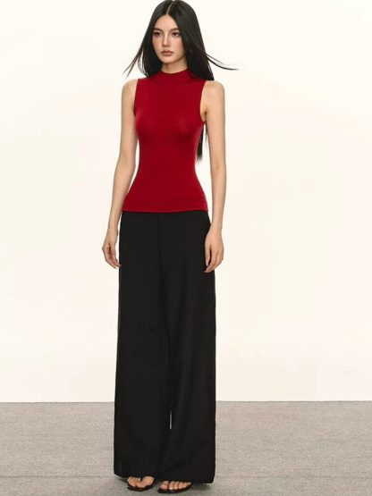 Denny Mid Neck Sleeveless Knit Top