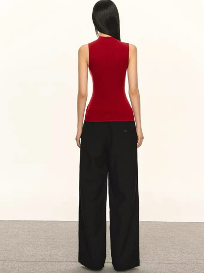 Denny Mid Neck Sleeveless Knit Top