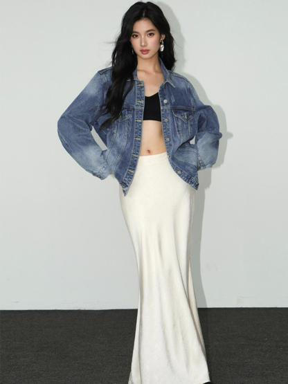 Bailey Satin Mermaid Skirt-The Black Bow-