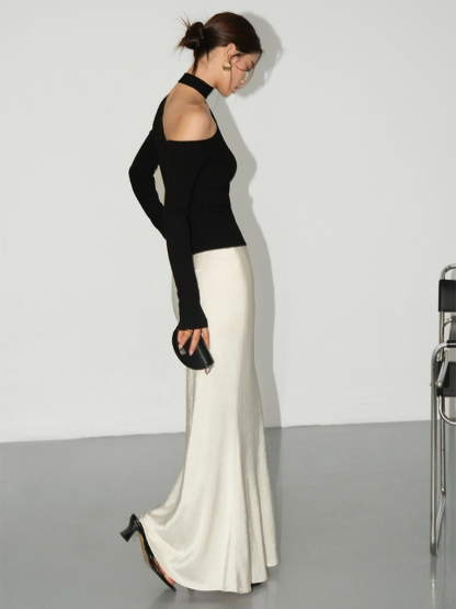Bailey Satin Mermaid Skirt-The Black Bow-