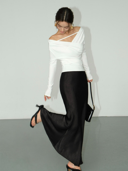 Bailey Satin Mermaid Skirt-The Black Bow-