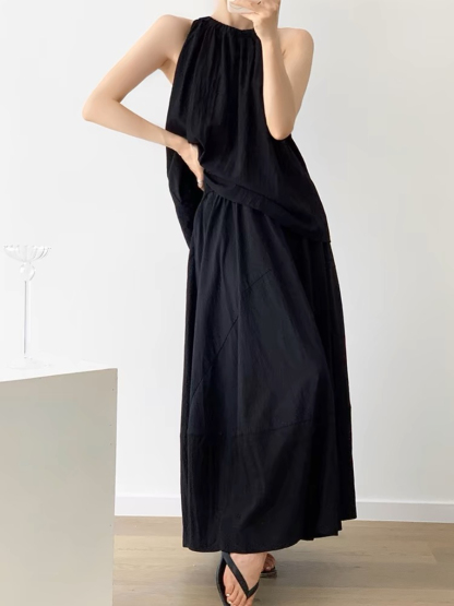 Gaynelle Halter Top & Skirt Set-The Black Bow-