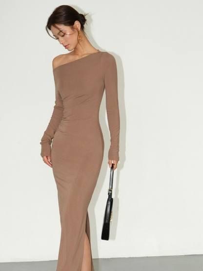Bryce One Shoulder Maxi Dress-The Black Bow-