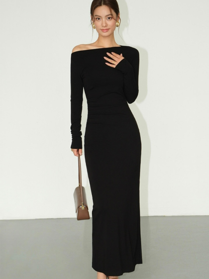 Bryce One Shoulder Maxi Dress-The Black Bow-