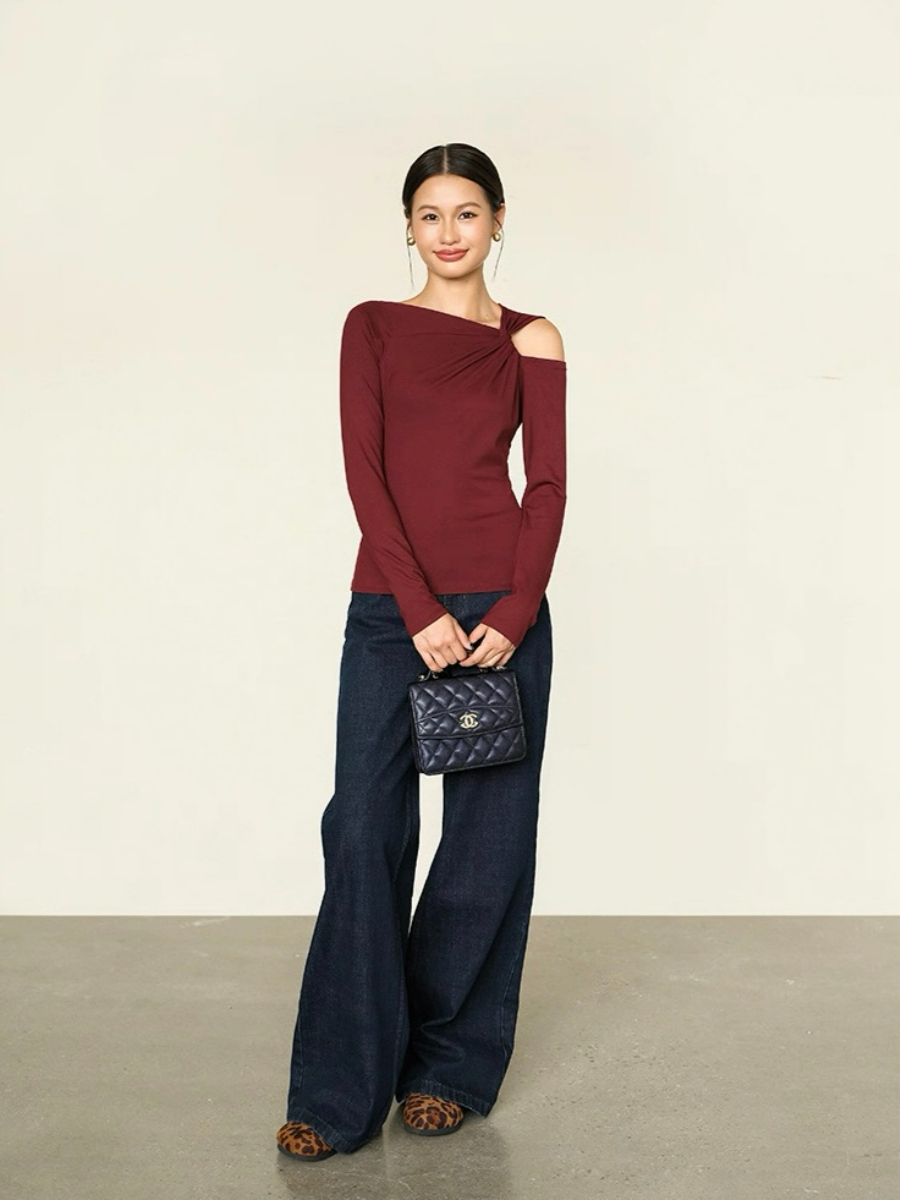 Lauryn Asymmetric Neck Line Top