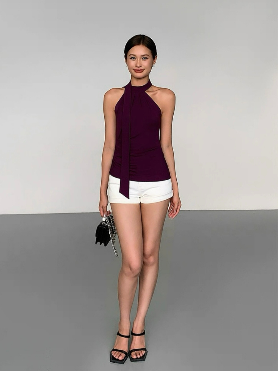 Lael Halter Neck Bare Back Knit Top