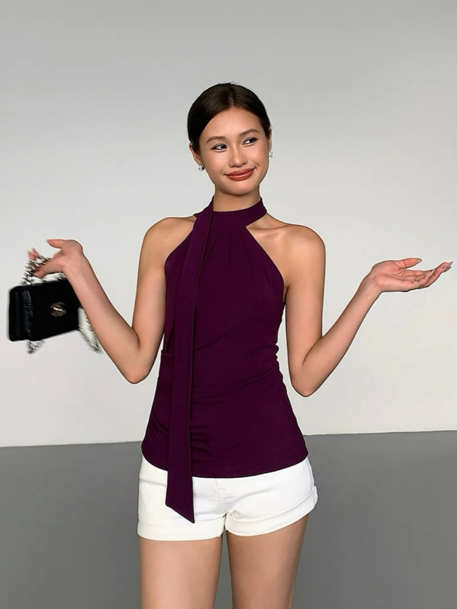 Lael Halter Neck Bare Back Knit Top