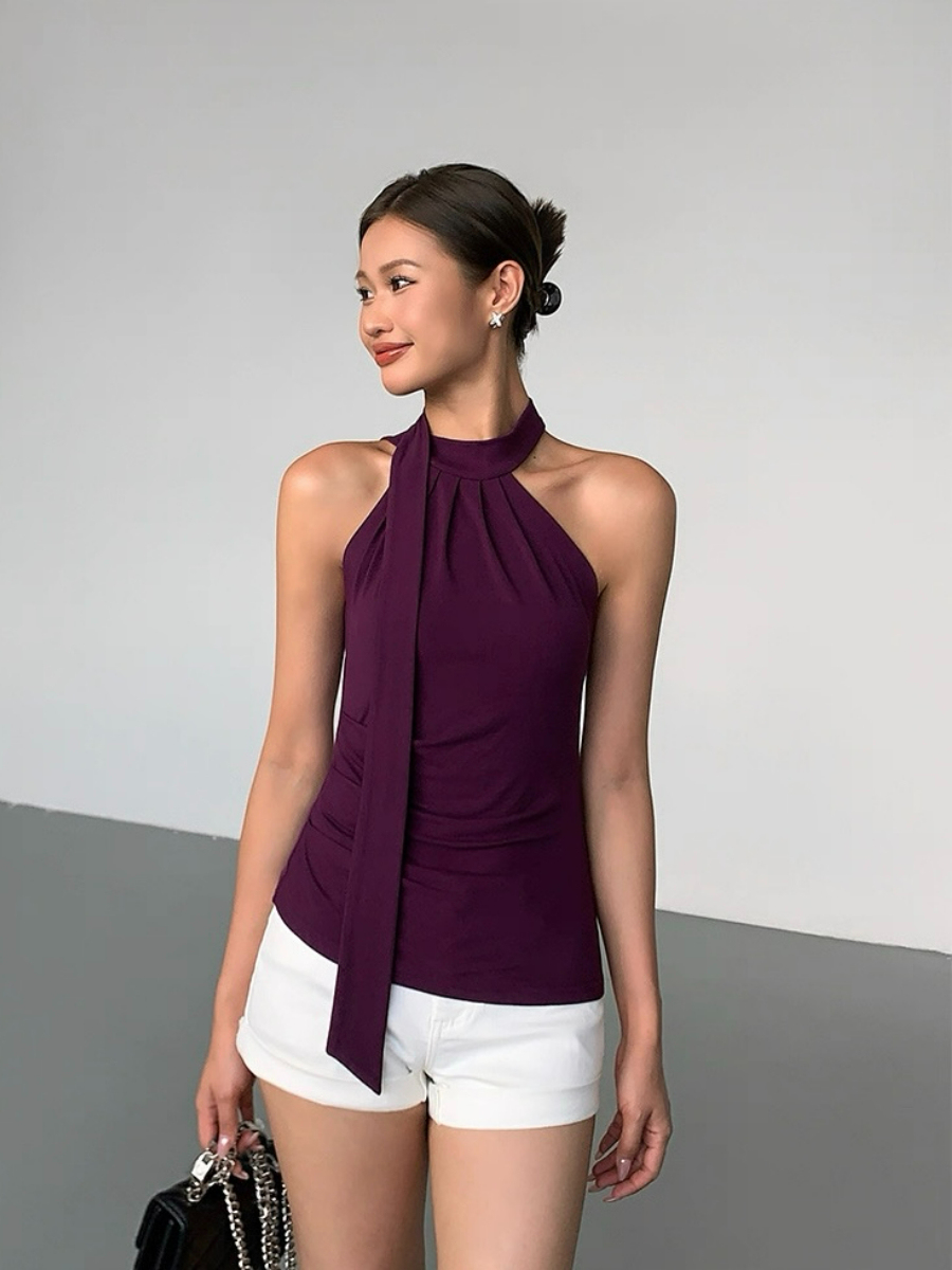 Lael Halter Neck Bare Back Knit Top