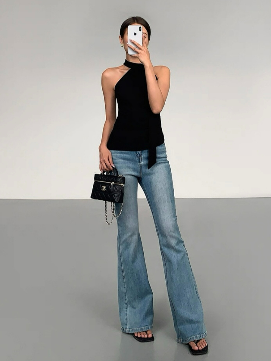 Lael Halter Neck Bare Back Knit Top