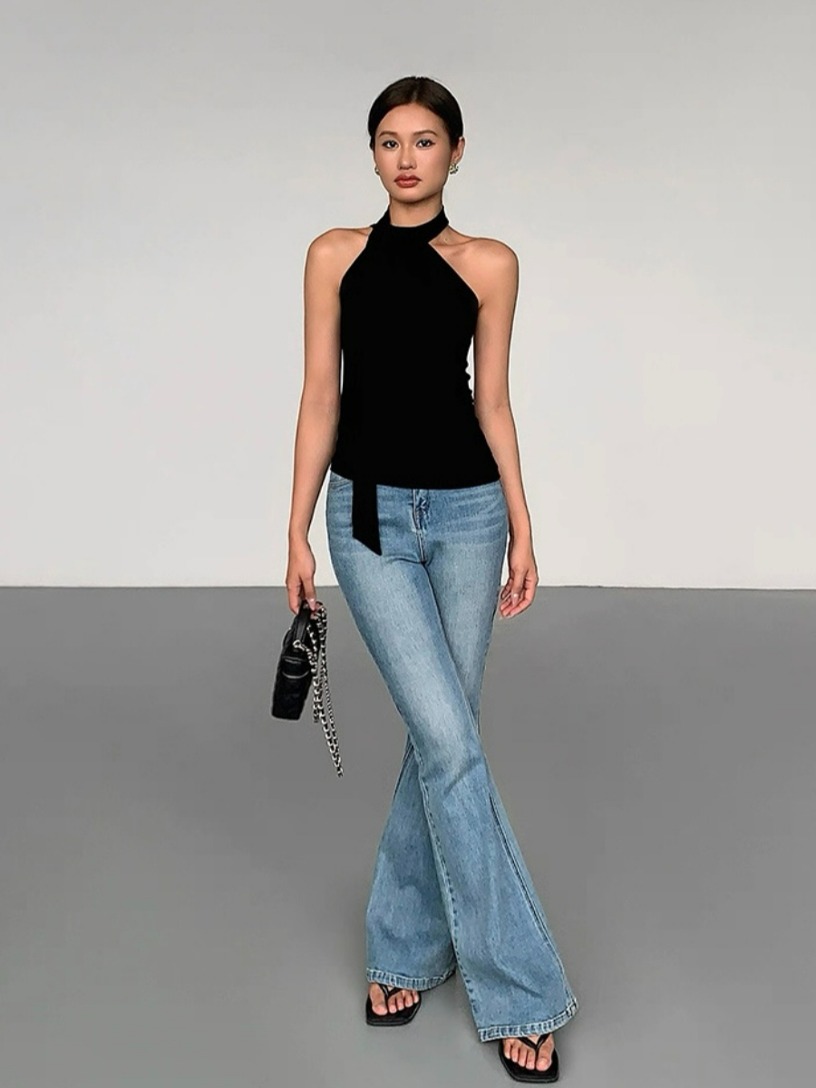 Lael Halter Neck Bare Back Knit Top