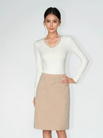 Lizeth Lacey Trim Collar Long Sleeve Top